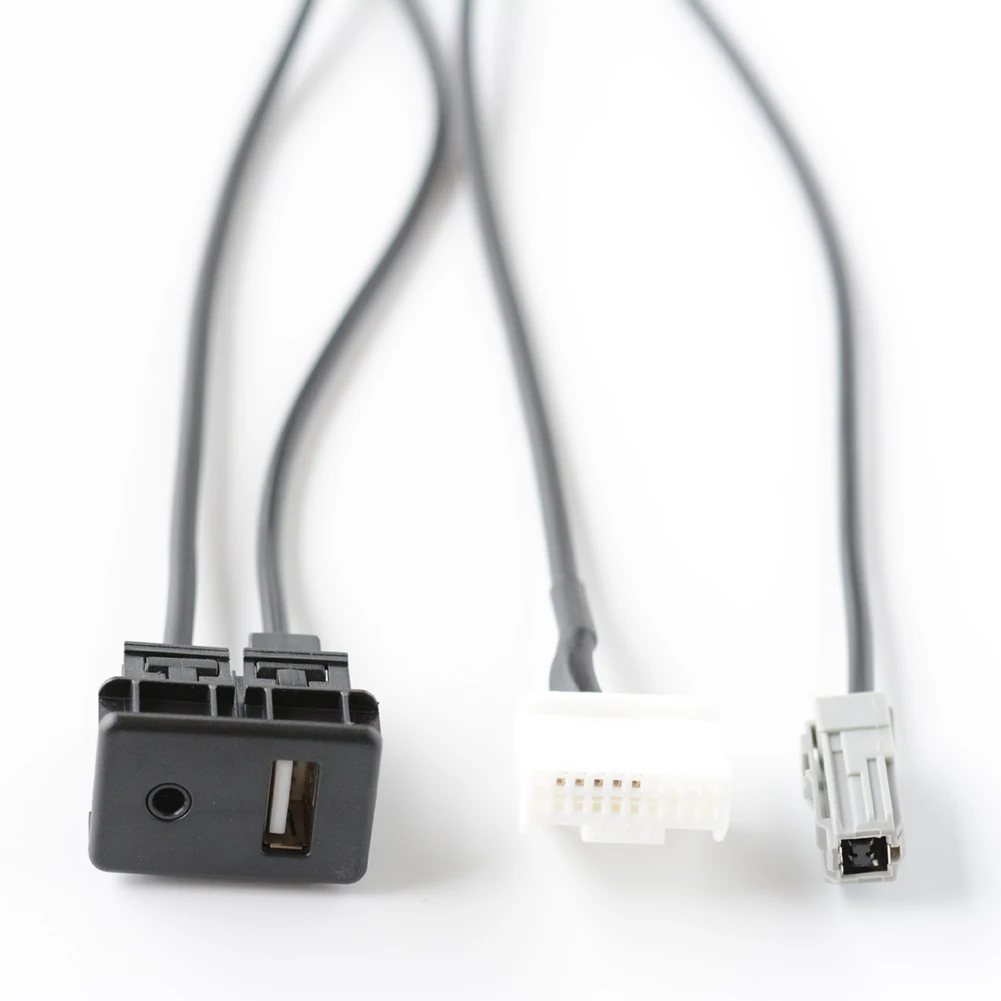 كابل محول AUX مقبس USB سهل التركيب راديو الصوت AUX USB 20Pin 22 مللي متر * 34 مللي متر داش لوحة سلك تسخير كابل 1 مجموعة أسود