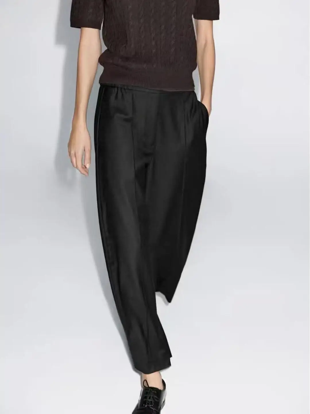 

Casual Loose Sle Bla Lantern Pants Autumn Winter Women's High Waist Wide Leg Trousers Comfortable Loose Fit Faionable