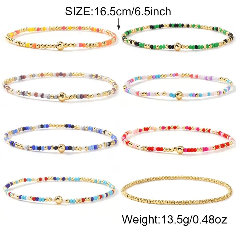 مجموعة أساور مطرزة ملونة قابلة للتكديس 8PS - طلب ألوان عشوائي، عناصر ذهبية مناسبة للنساء لارتدائها في عيد الهالوين