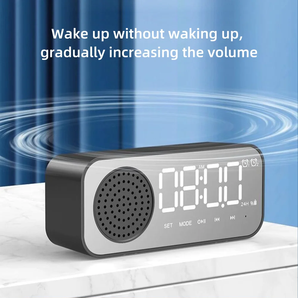 VYOPBC Portable Bluetooth Alarm Clock Speaker Desktop Mini Clock Radio with USB TF Card Slot