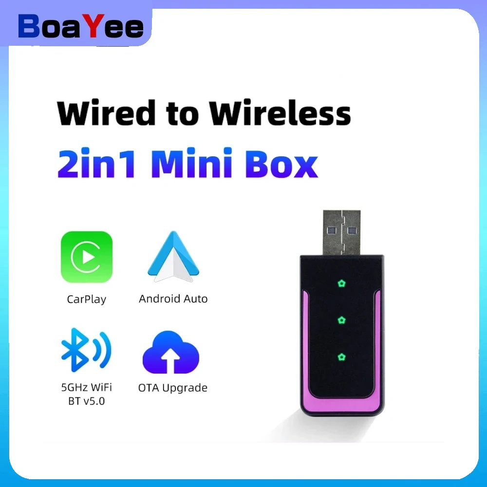 

2in1 Mini Wireless Carplay Adapter For iPhone Apple Android Auto Toyota Volvo Hyundai Mazda USB Wireless CarPlay Adapter