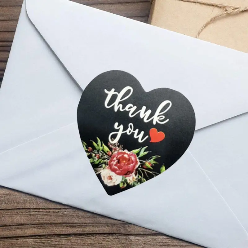 500pcs Heart Thank You Stickers Gold Foil Seal Label Scrapbooking Wedding Decoration Stationery Sticker Dropship