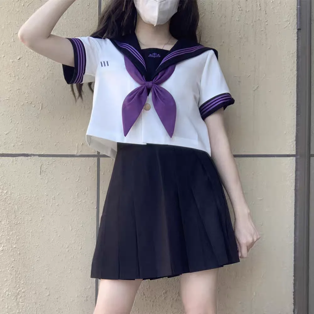 JK uniforme marinheiro para cosplay, terno intermediário de mangas compridas, bonito estilo japonês, estudante japonês