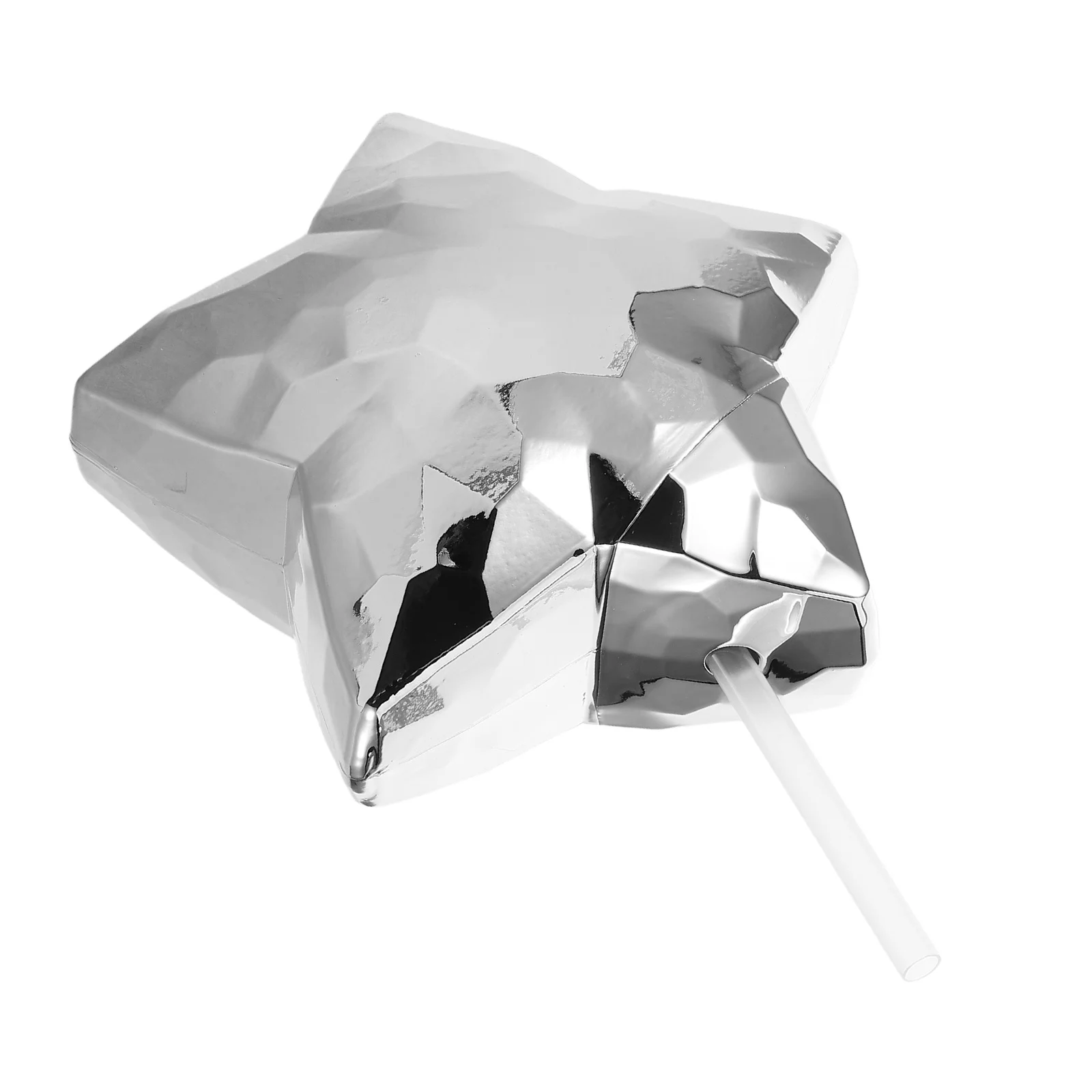 

Star Shaped Straw Cup Reusable Plastic Water Cups Cute Drinkware Party Novelty Mugs Portable Beverages Silver Color