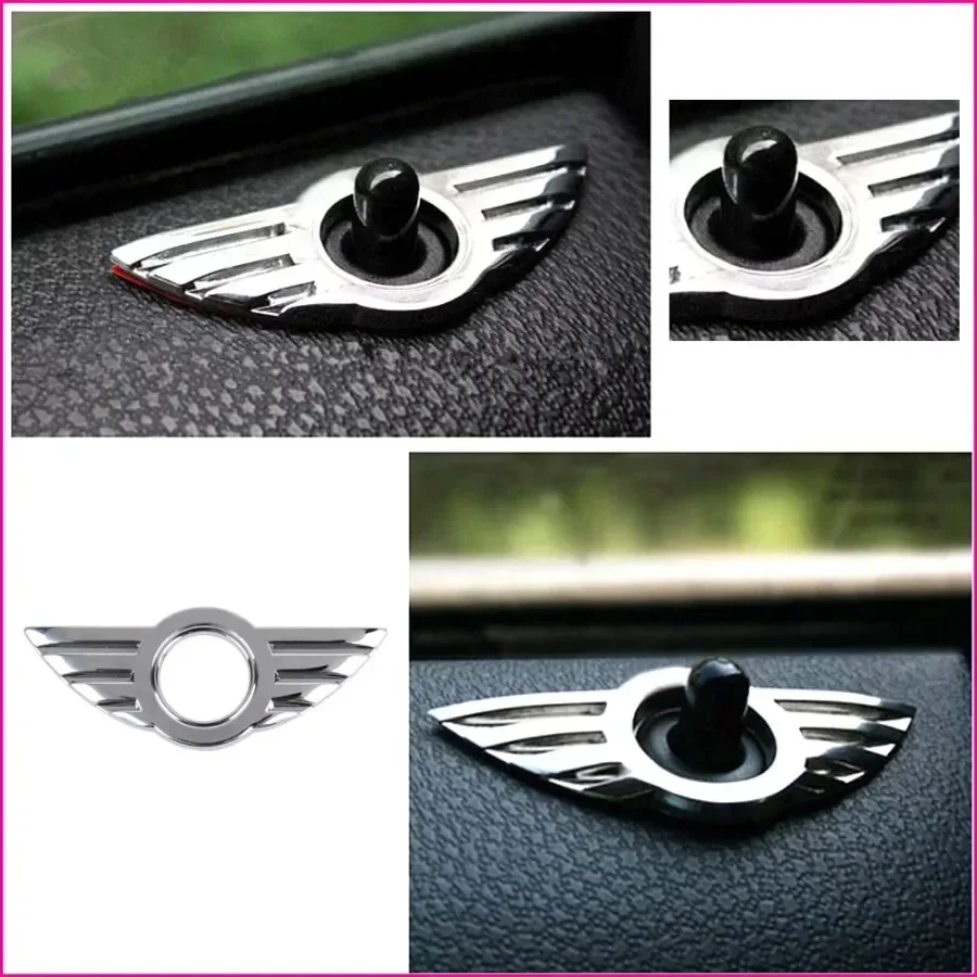 1Pc Car Interior 3D Chrome Emblem Silver Sticker Auto Door Lock Handle Decoration Accessories for BMW MINI R50 R53 R56