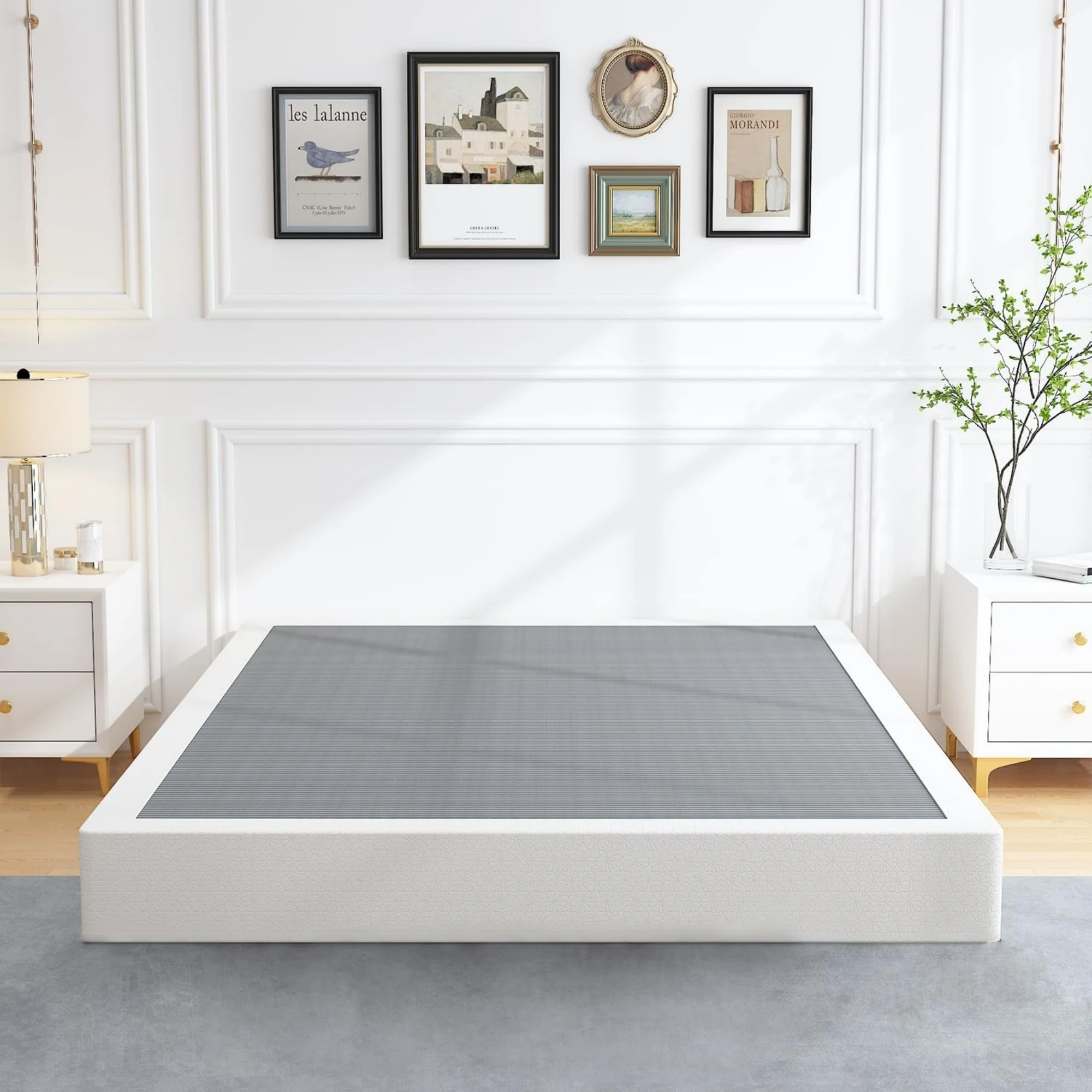7 Inch Heavy Duty Metal Box Spring Mattress Foundation 3000lbs Max Weight Capacity/Non-Slip/No Noise/Easy Assembly/Easy Clean Cover,King