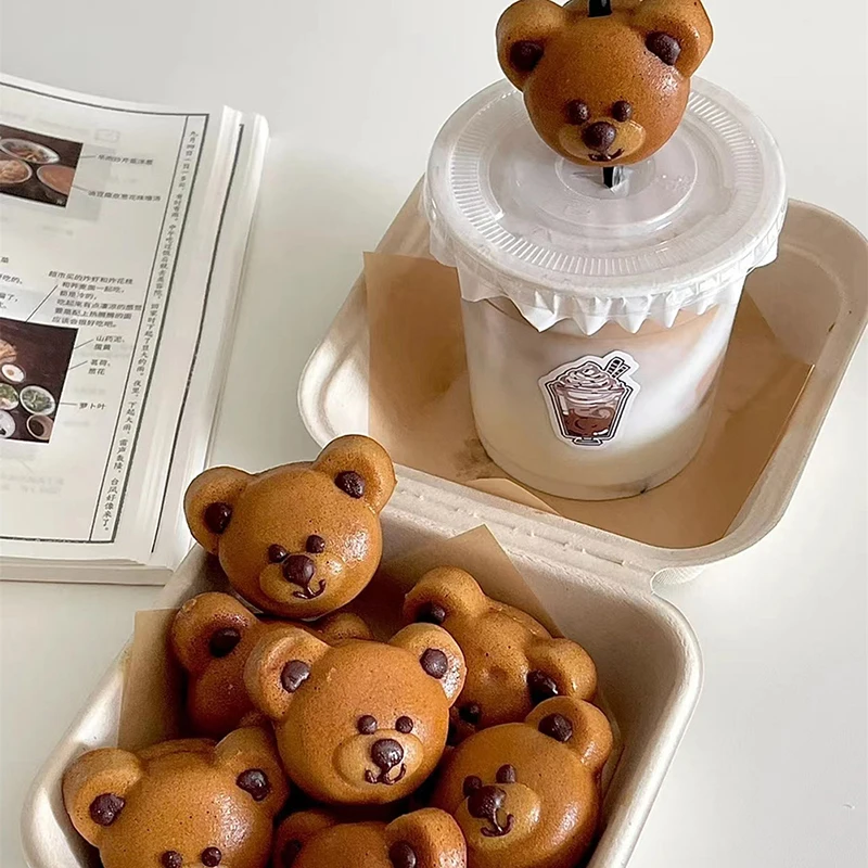 1 PC 4/6/9 Holes Cute Bear Panda Baking Mold Non-Stick Carbon Steel Baking Pan DIY Candy Biscuit Mould Cake Decoration Tools