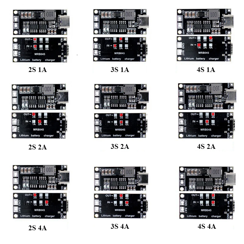 BMS 2S 3S 4S Type-C a 8.4V 12.6V 16.8V Boost Step-Up caricabatterie ai polimeri di LiPo 7.4V 11.1V 14.8V 18650 scheda di carica della batteria al