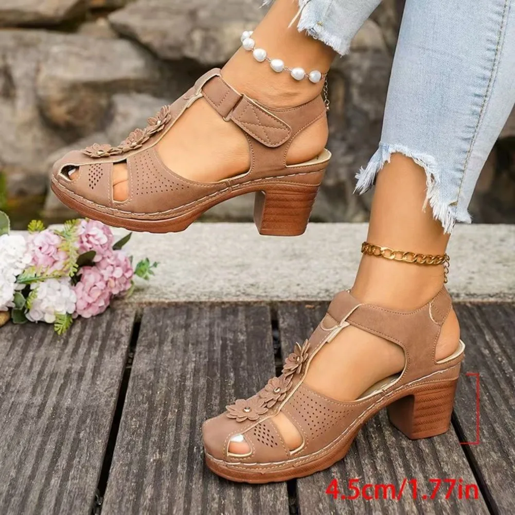 36-43 Übergrößen Damenschuhe Sommer Runde Zehenkappe Plateau Gladiator Rutschfeste Sandalen Lässige Strand-Fußbekleidung 2026 – Detail 11