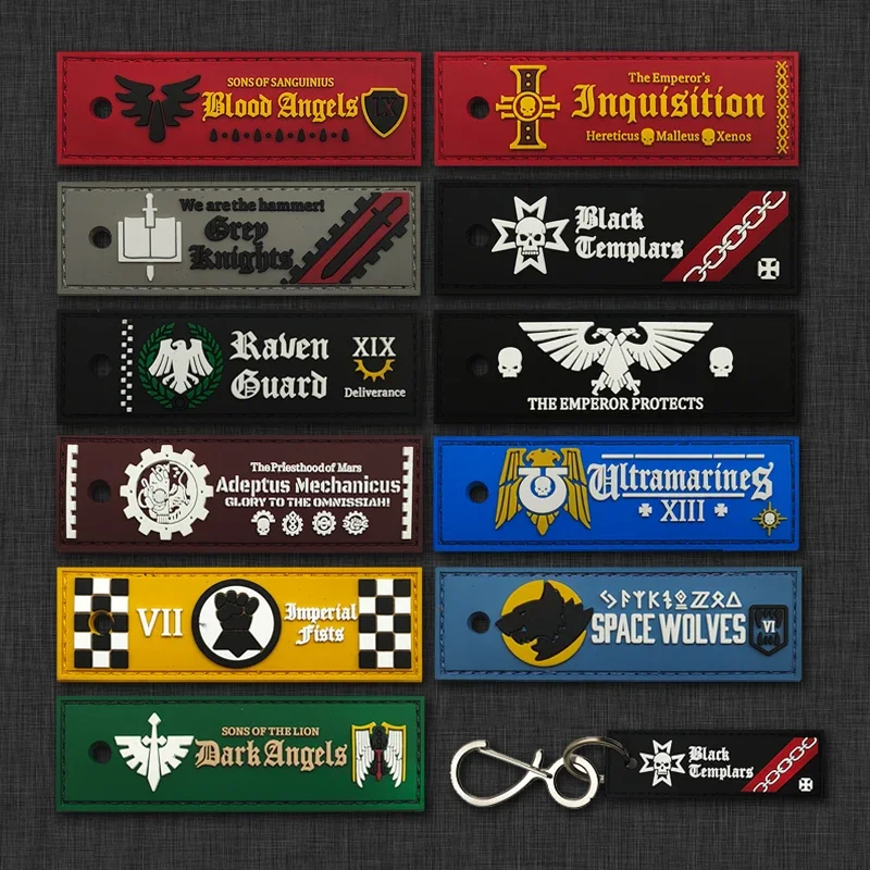 מגוון פונקציות גומי 3D 40K משחקים PVC פאץ' הוק גבה 40K מחזיקי מפתחות פאץ' שני שימושים אביזרי תווית מדבקה לתיק
