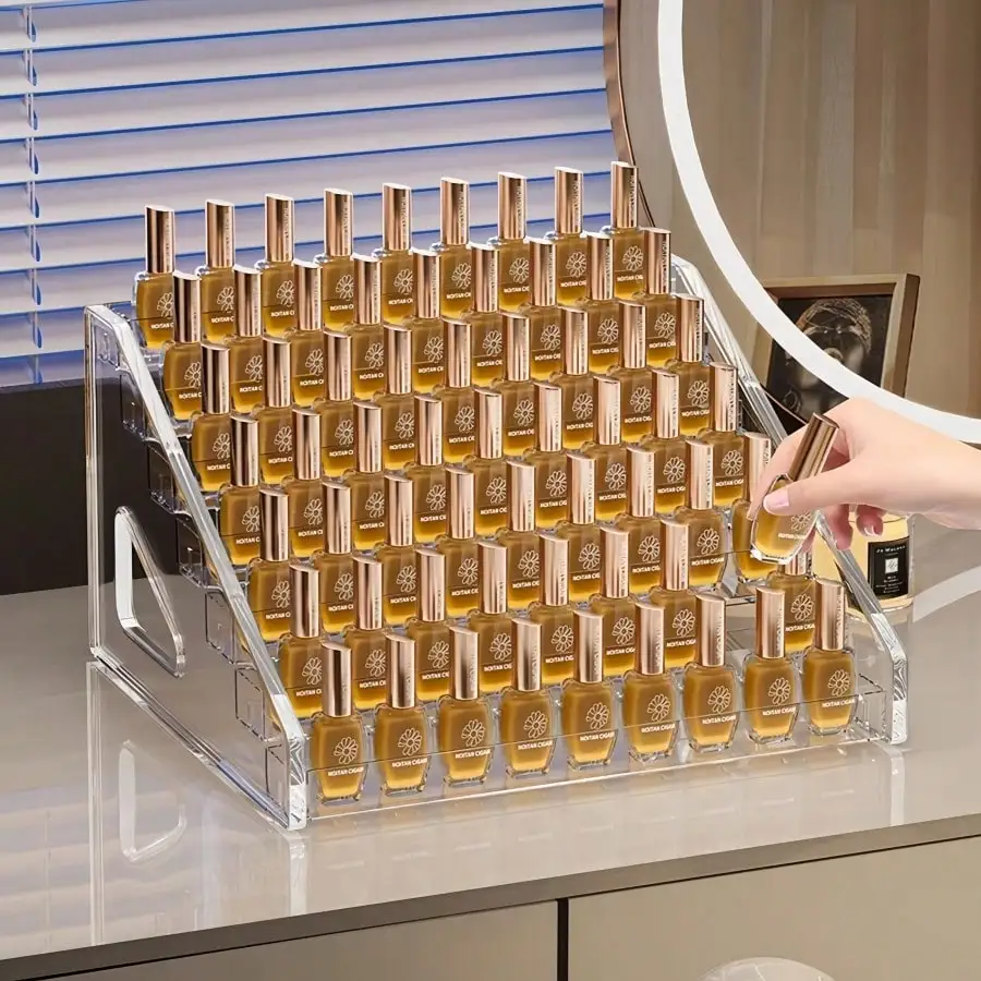 3/5/7-Layer Easy-Assemble Transparent Rack for Nail Polish & Cosmetics Storage