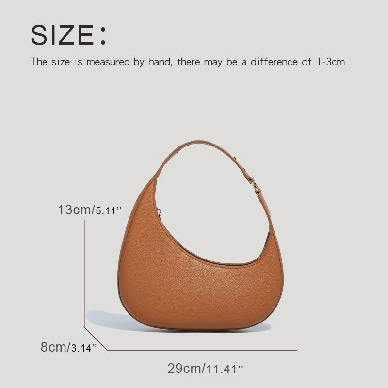 Fashion Half Moon Bags For Women Handbags And Purses 2024 New Vintage PU Lychee Texture Underarm Shoulder Bag