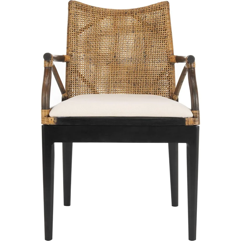 Home Gianni Rattan Tropical Woven Arm Chair, Brown/Black