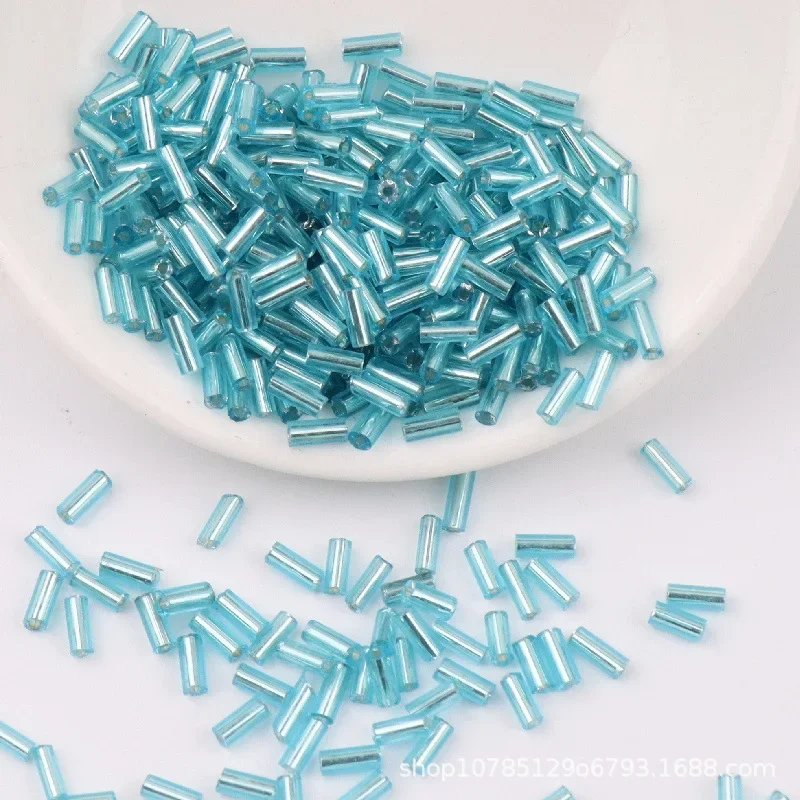 5g 2*4mm 2*6mm Silver-Line Tube Bugles H Glass Beads Loose Spacer Seed Beads for Needlework Jewelry Making Handmade DIY Sewing