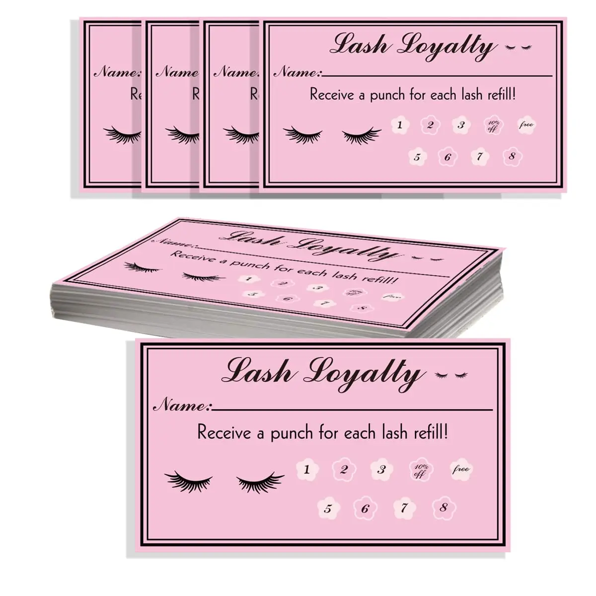 2*3.5 inch Lash Extension Loyalty Punch Cards Customer Loyalty Cards for  Girl's Eyelash Extensions Business 50pcs Beauty