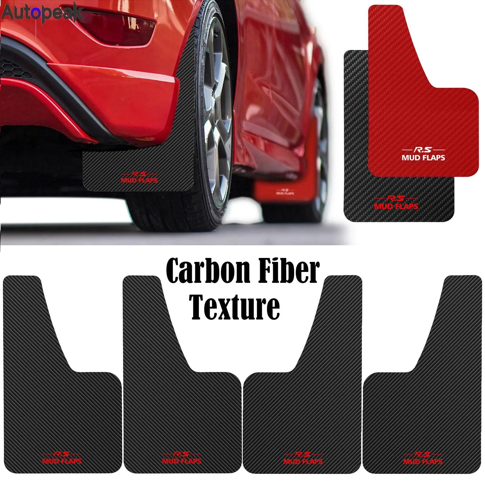 Carbon Fiber Effect Splash Guards Mud Flaps Car Mudguards Fender Cover Flares W/Hardware Universal