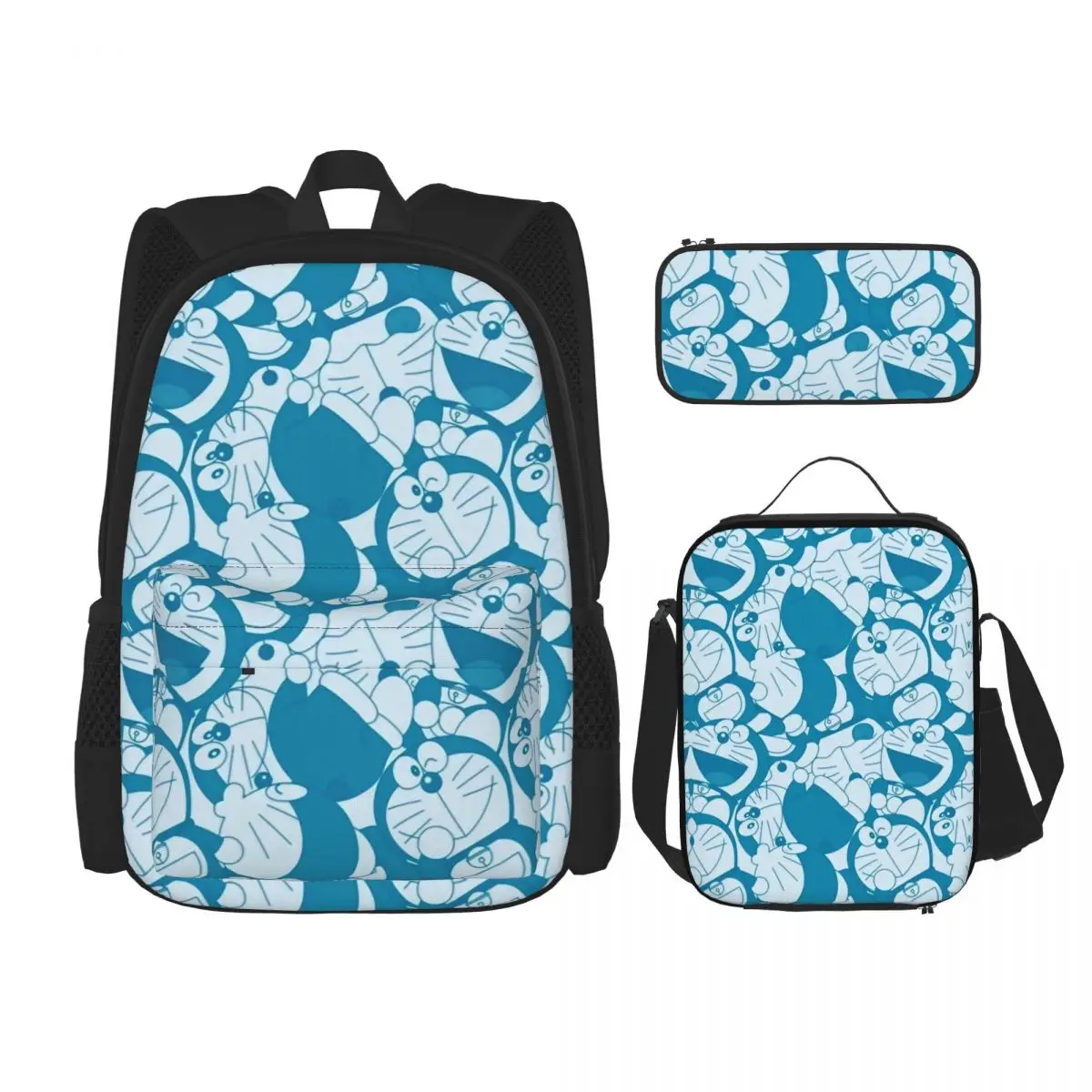 

Doraemons Kawaii Cute Cartoon 3pecs/set Backpack for Student High School Daypack Lunch bag Pencil Case