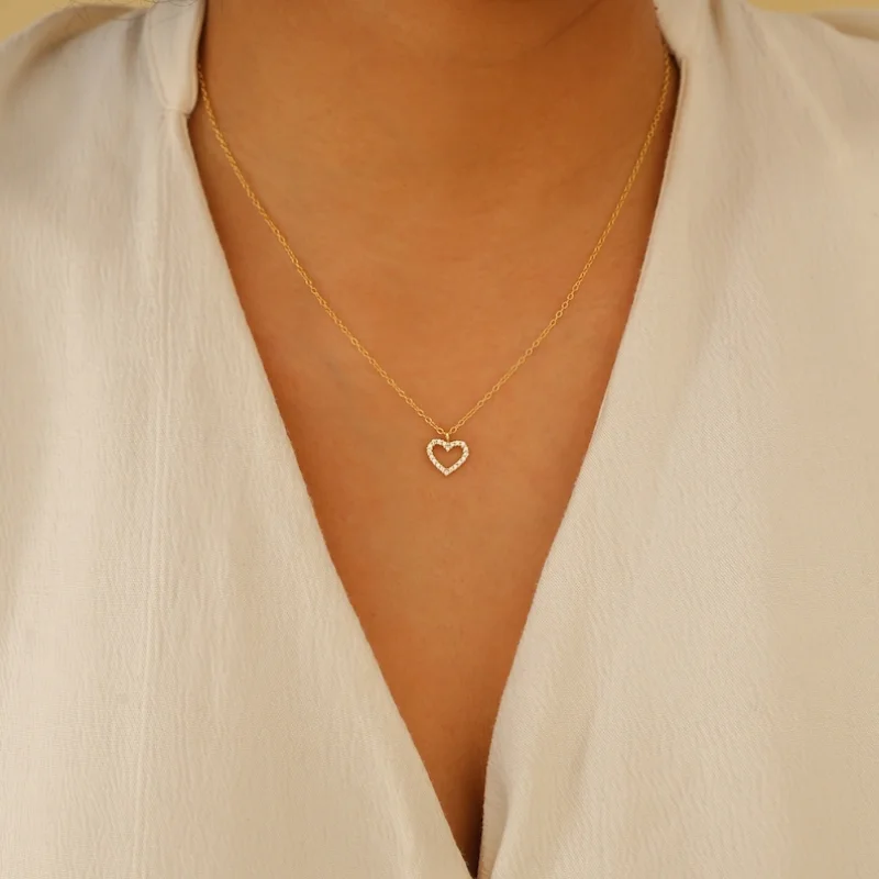 Forever Pave Diamond Heart Necklace Crystal Love Pendant Necklaces for Girlfriend • Perfect Gift for Wife Mom Women
