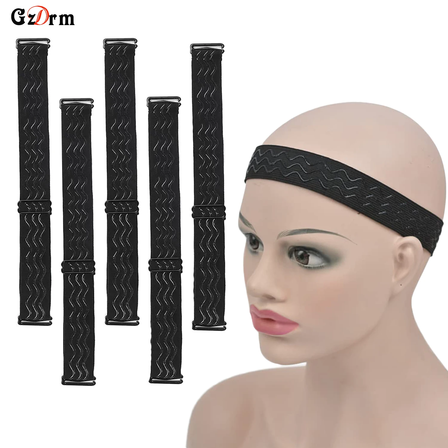 

5 шт., регулируемая удобная повязка для парика, повязка на голову, удобная нескользящая регулируемая повязка для парика с волнистым силиконом