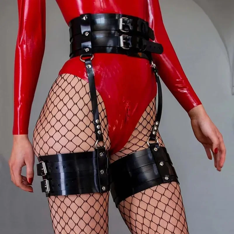 PU Leather Garter Belt Harness, Gothic Leg Harness PU Leather, Accessories for Party Dating Thigh Leg Harness Women
