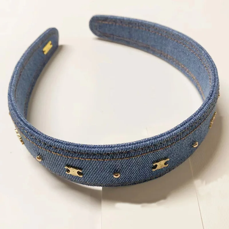 

Cowboy blue coffee colored female height increasing headband, niche, light luxury, high-end feeling headband