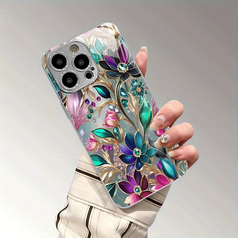 

Luxury Colorful Flowers Phone Case for Samsung Galaxy S25 S24 S23 S22 S21 S20 S10 S9 S8 FE Plus Ultra 4G 5G Luxury Glass Cover
