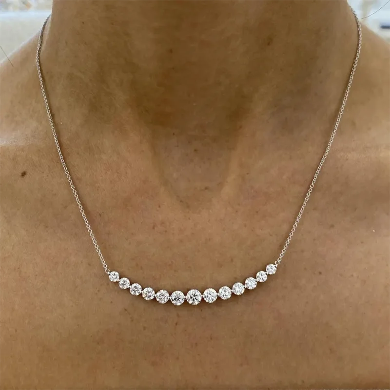 3.22ct قطع مستديرة DEF/VS VVS قلادة الماس CVD HPHT مختبر نمت الماس 14K الذهب الماس قلادة هدية حساسة