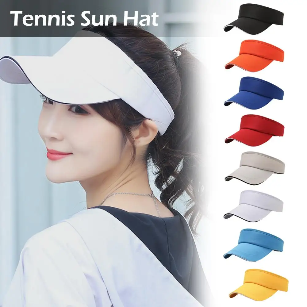 Topi pelindung matahari Universal, 1 buah topi tenis dan olahraga Golf bernapas warna Solid, topi matahari musim panas