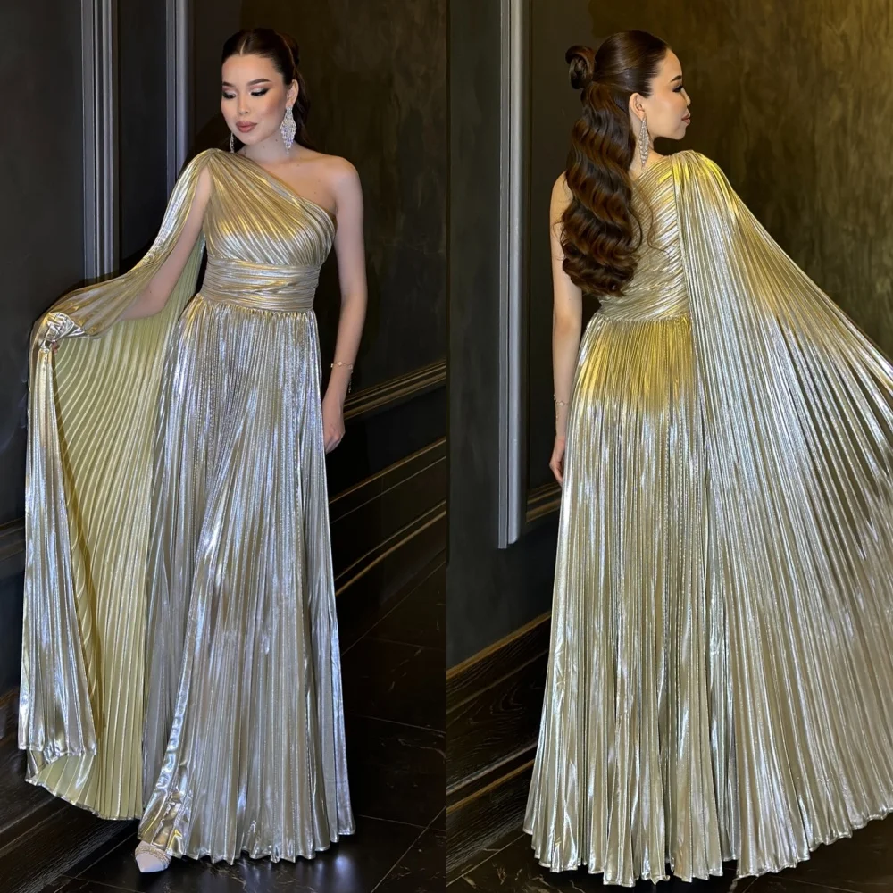 

Customized Modern Style Exquisite Organza Draped Ruched Straight One-shoulder Long Dresses Bespoke Occasion Dresses High Quality