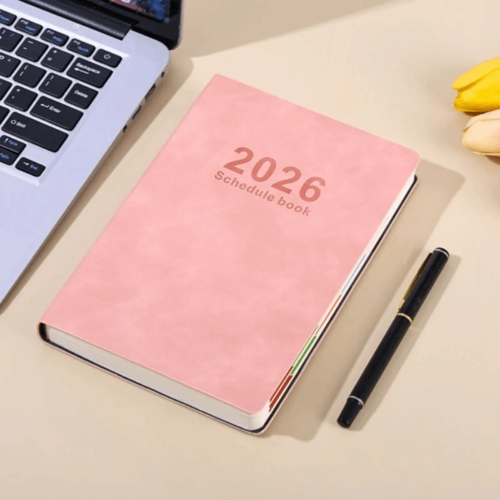 ภาษาอังกฤษ 2026 Schedule Planner Notepad 12 เดือนสวมใส่ 365 วันประสิทธิภาพโน้ตบุ๊คแบบพกพากระดาษหนา