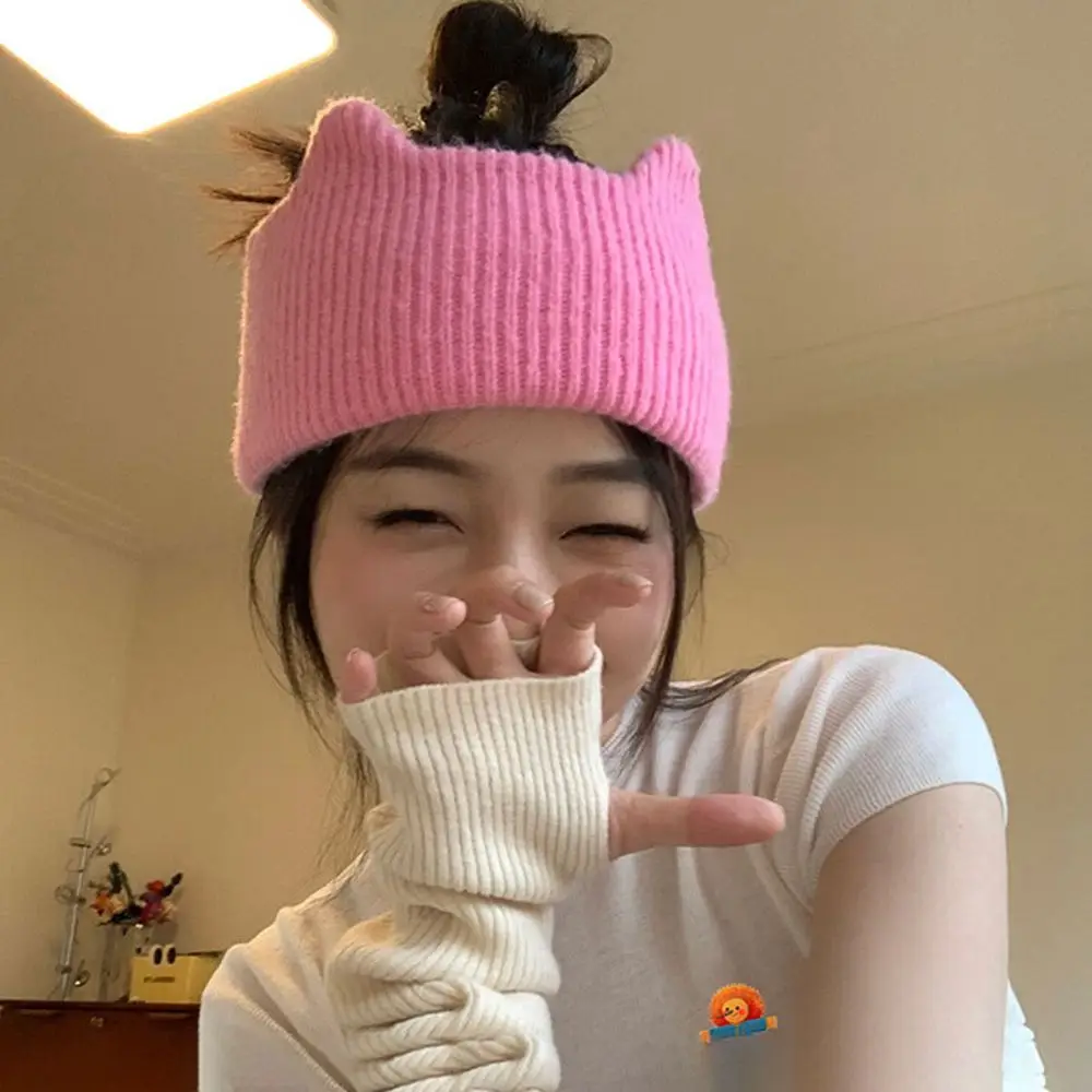 

Cute Cat Ears Warm Knitted Headband Female Retro Face Wash Elastic Hair Bands Wide-brimmed Head Wrap