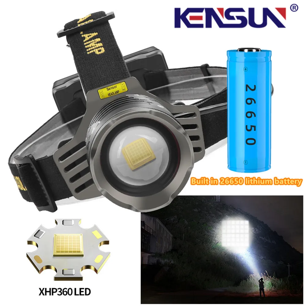 36-core السوبر مشرق XHP360 عالية الطاقة LED كشافات المصباح ضوء قوي رئيس مصباح يدوي تلسكوبي التكبير التخييم مصباح صيد