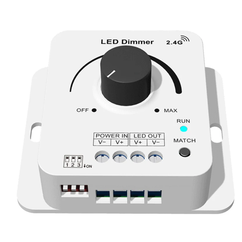 12V 24V DC Rotary LED Dimmer Controller For LED Strip Lights Lamp Tunable Knob PWM Frequency Changable 16KHz 36V 48V Dimmer