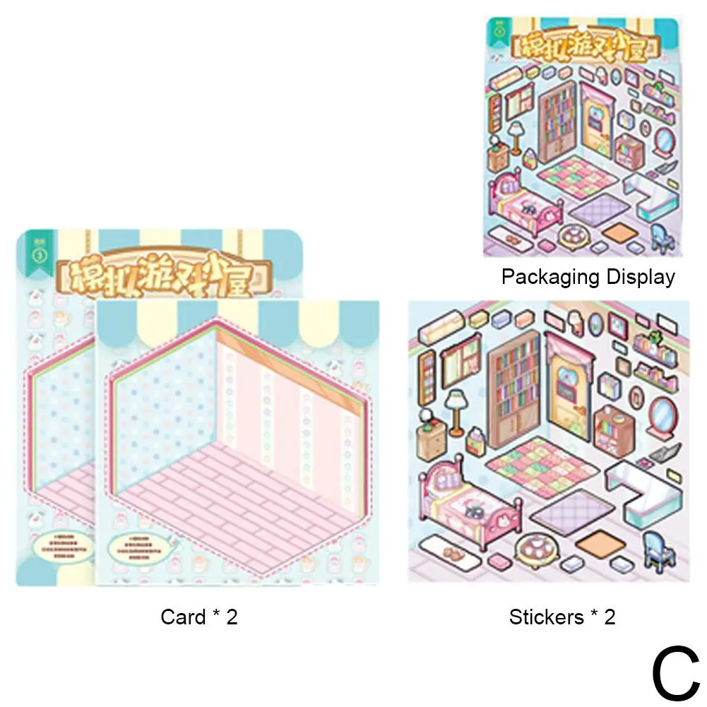 Cartoon Miniature Scene 3d Landscaping Stickers Visual Stacking Three-dimensional Stickers Christmas Gift For Children W3v9