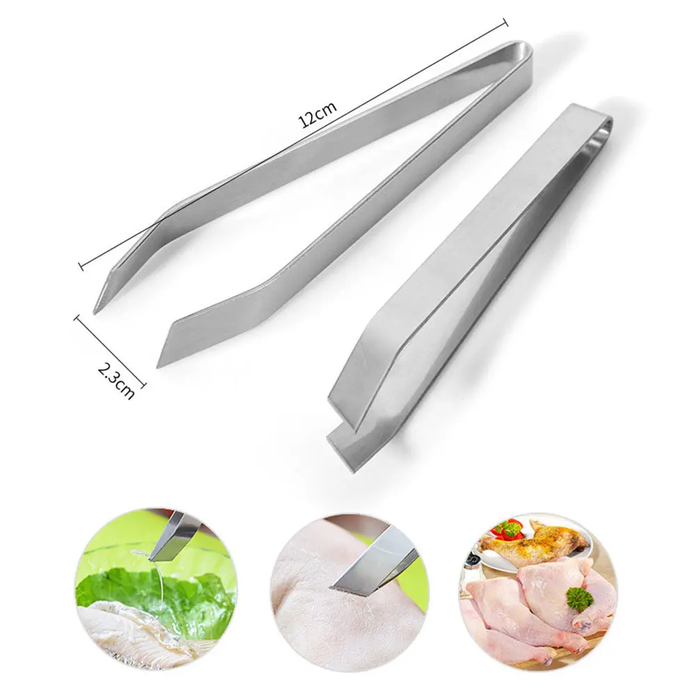 3Pcs Fish Bone Tweezers Premium Stainless Steel Accurate Handmade Food Tweezers for Kitchen Restaurant Bone Removal