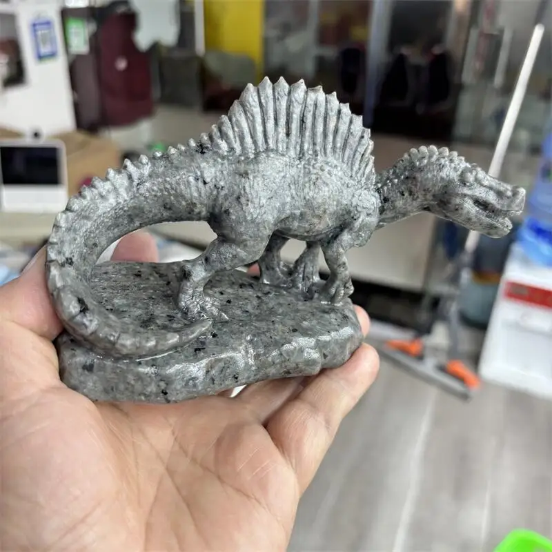 

Natural Yooperlite Dinosaur Spinosaurus Quartz Carving Home Decoration Healing Energy Stone Children Birthday Gift 1pcs