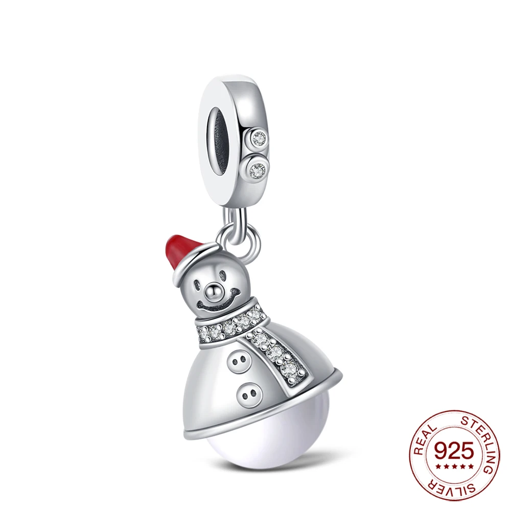 

925 Sterling Silver Christmas Charm Christmas Snowman Pendant Original Bracelet DIY Ladies Party Hot Jewelry Lovers Gift