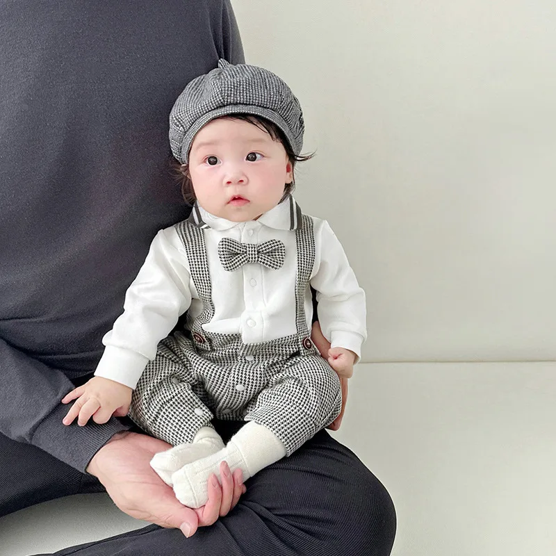 

Baby Boy Autumn and Spring Wear 2025 New Style Baby Little Gentleman Jumpsuit Newborn Fashion Baby Cute Clothes