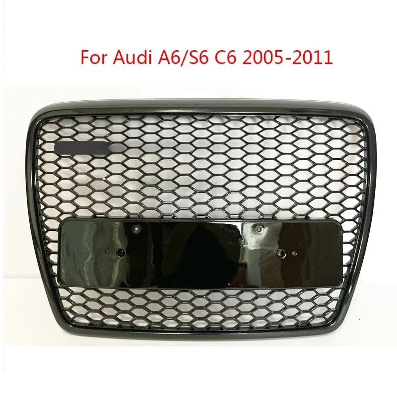 

Front Bumper Grill Center for Audi A6/S6 C6 2005 2006 2007 2008 2009 2010 2011 (Refit RS6 Style) Car Accessories Without Emblem