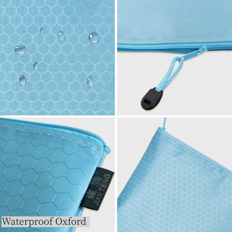 Tas Ritsleting Multiwarna A4 Tas File Folder Ritsleting Tahan Air Tas Penyimpanan Kotak Pensil Perlengkapan Kantor Sekolah A4 Oxford Tahan Air