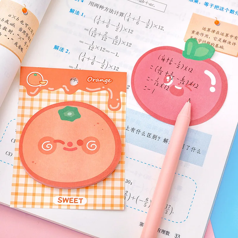 4 Piece Cartoon Adhesive Kawaii Fruit Notes Notepad Memo Pad Stationery Sticker Decoration