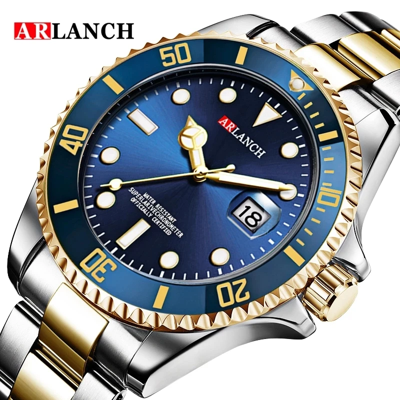 ARLANCH 305 Men\'s Steel Quartz Watch Glow Date Simulation Leisure Sports Business Waterproof Men\'s Hot Sales 2024