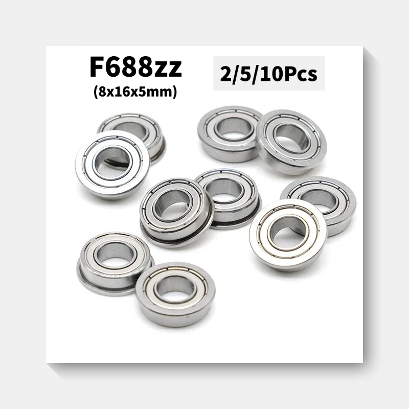10Pcs F688ZZ Chrome Steel Flanged Deep Groove Ball Bearings 8×16×5mm ZZ Metal Shielded