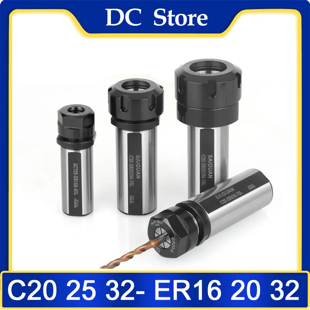 Lathe Extension Rod C20 C25 C32 C40 ER16 ER20 ER32 CNC Tool Holder Auxiliary Tool Holder Drill Bit Center Drill Collet