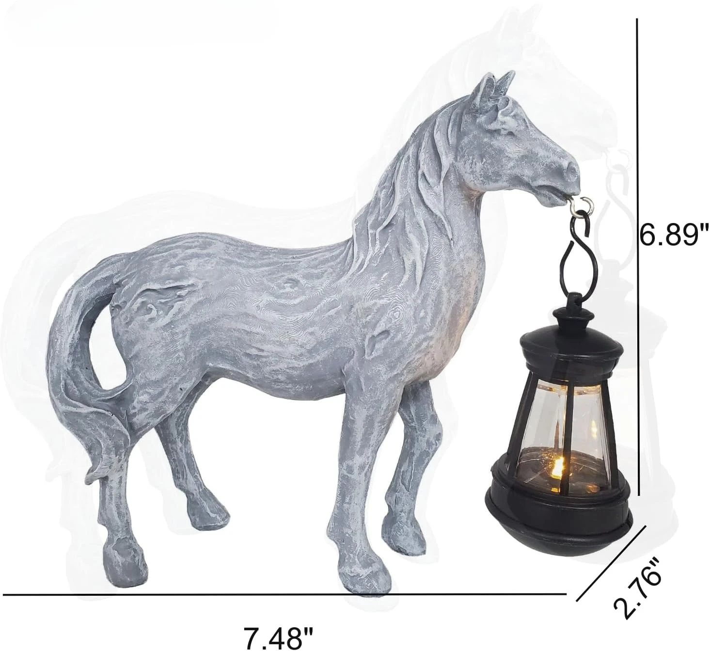 Statua da giardino per cavalli con lanterna solare, statuette di cavalli da giardino per esterni, decorazioni per la casa, patio, cortile, prato, regali per la mamma