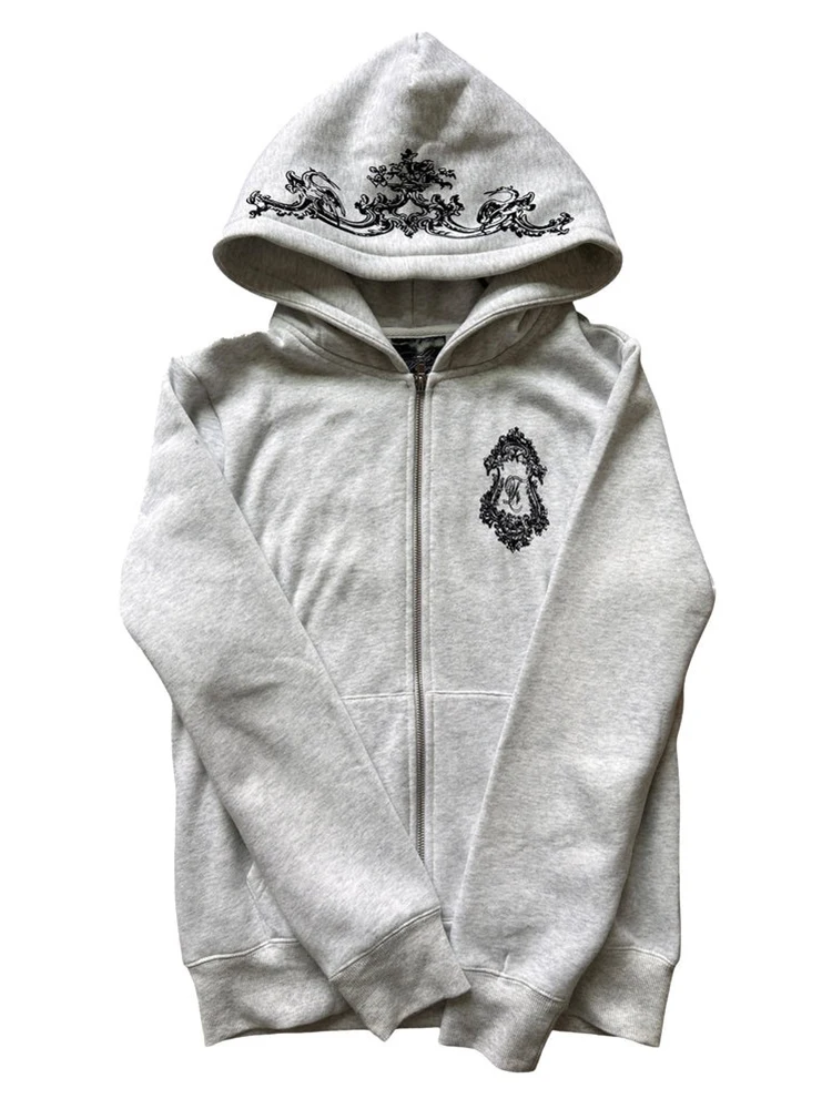 

Autumn and winter new men's and women's zipper hooded sweatshirt can be worn externally Y2K simple daily versatile style