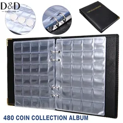 D&D 480Pockets Coin Collection Book 20 Pages Coin Collection Holder Album Commemorative Coin Organizer Storage 20/25/27/30mm