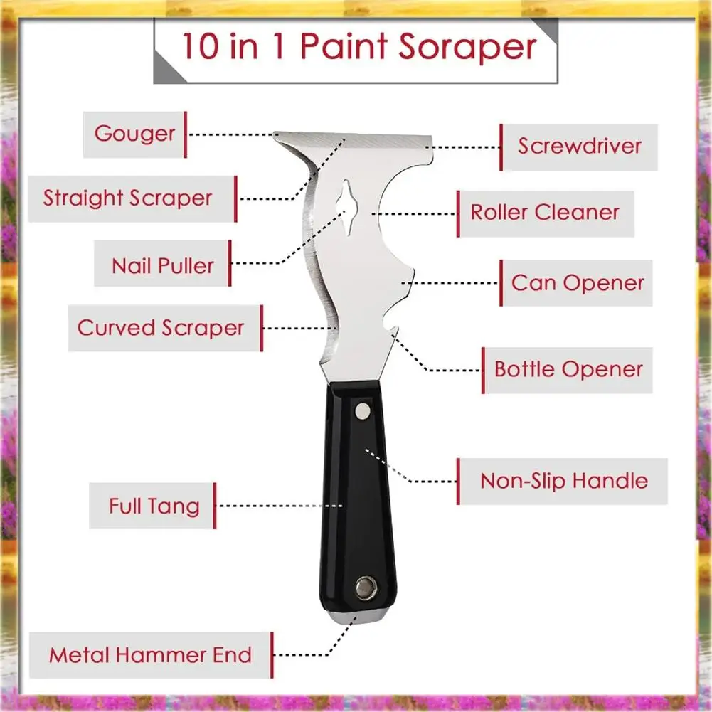 Easy Use Portable Adhesive Remover 10-In-1 Wall Scraper For Removing Adhesive Grout Caulk