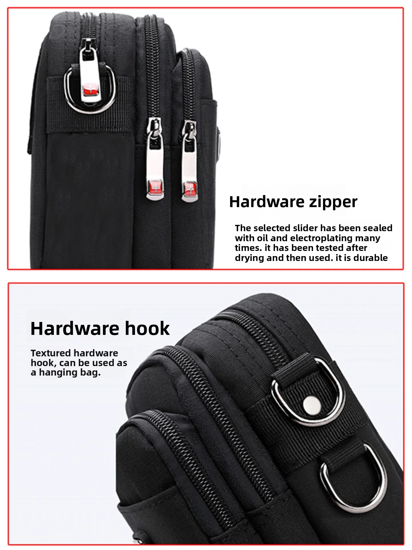 New Arrival Men's Crossbody Bag Messenger Waterproof Purse Oxford Zipper Shoulder Bags For Male Black Versatile Style S/M/L/XL