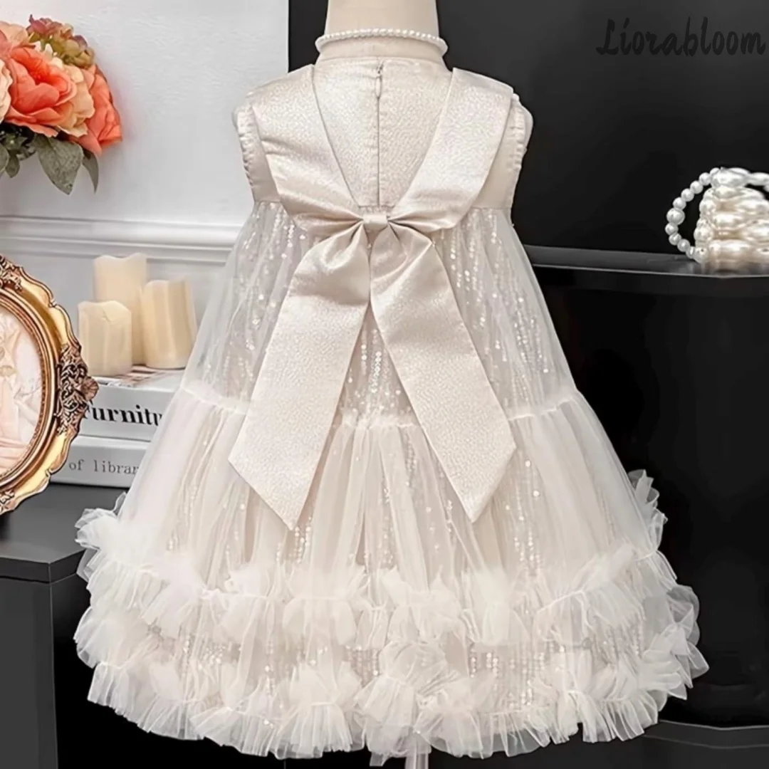Abito da Damigella Bianco su Misura, Stile Designer, Abbigliamento Elegante per Matrimoni, Vestito Fresco ed Elegante per Ragazze, Mini Abito da Festa